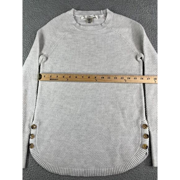 Max Studio Sweater Womens Small White Ivory Long Sleeve Button Accent Cut Comfy - Picture 6 of 9